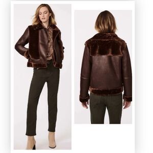 Bernardo Vegan Fur-Leather Jacket brown NWT XS $220